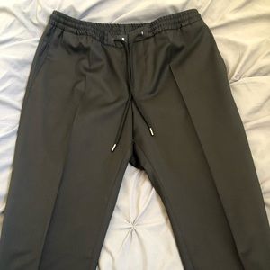 Black slim fit Hugo Boss drawstring slacks